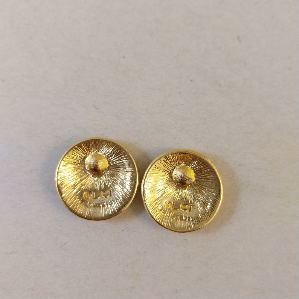 Liz Claiborne Gold Button Earrings - Picture 5 of 10